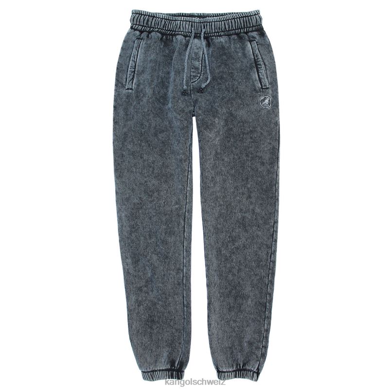 Jogginghose mit Acid-Trip-Stickerei Kangol Hose XL4T01004 unisex schwarze Waschung