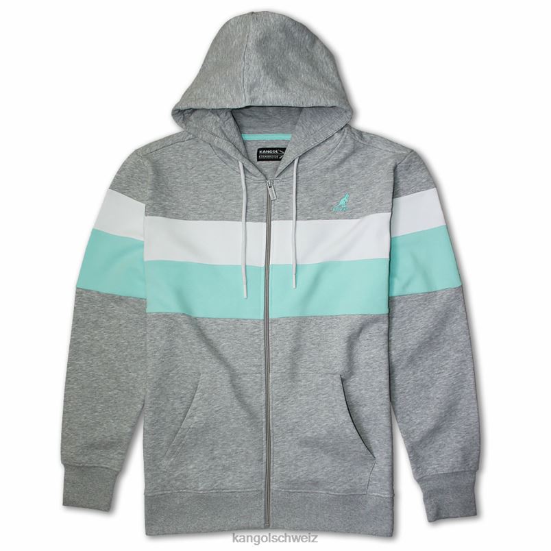 Kapuzenpullover mit Farbstreifen und Reißverschluss Kangol Kleidung XL4T01119 unisex Kombination aus Aschemischung