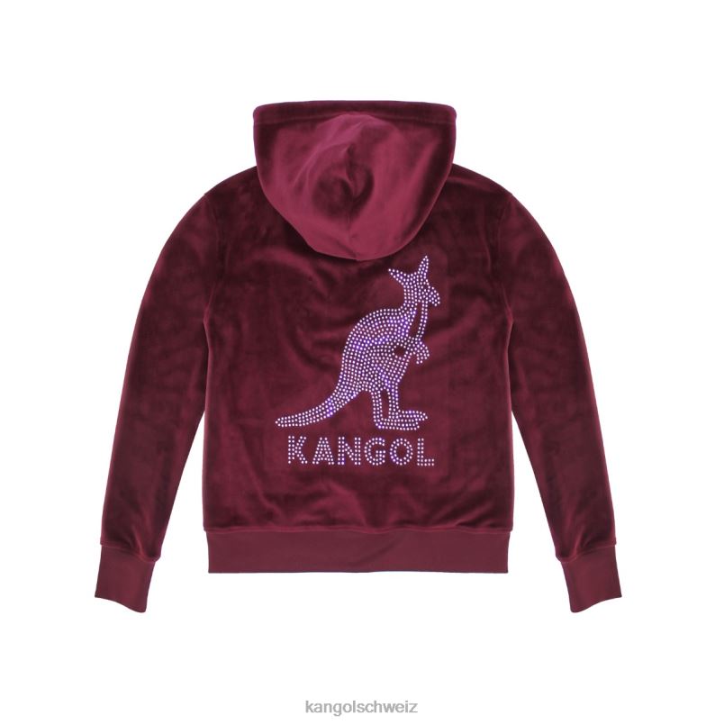 Kapuzenpullover mit Reißverschluss aus Velours-Kristall Kangol Kleidung XL4T01138 Frauen kastanienbraun