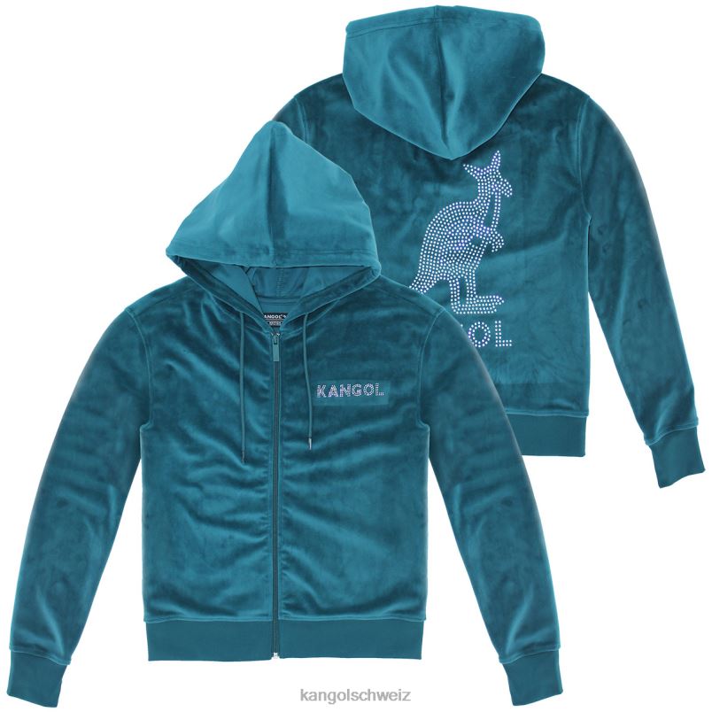 Kapuzenpullover mit Reißverschluss aus Velours-Kristall Kangol Kleidung XL4T01140 Frauen Fichte
