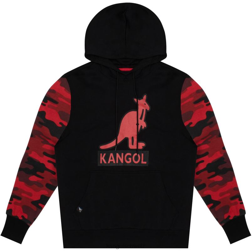 Kontrast-Camouflage-Kapuzenpullover Kangol Kleidung XL4T01131 unisex Schwarz Rot Kontrast-Camouflage-Kapuzenpullover Kangol Kleidung XL4T01131 unisex Schwarz Rot