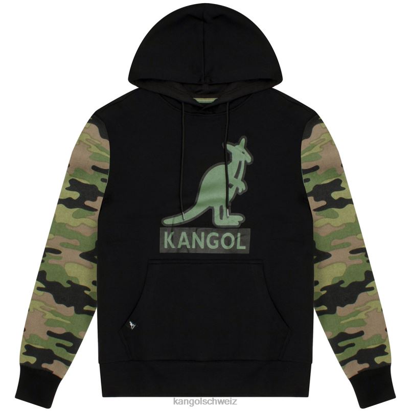 Kontrast-Camouflage-Kapuzenpullover Kangol Kleidung XL4T01133 unisex Schwarze Armee