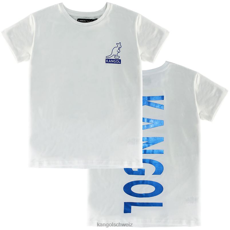 Kurzarm-T-Shirt aus Folie Kangol Kleidung XL4T01215 unisex weiß/indigo