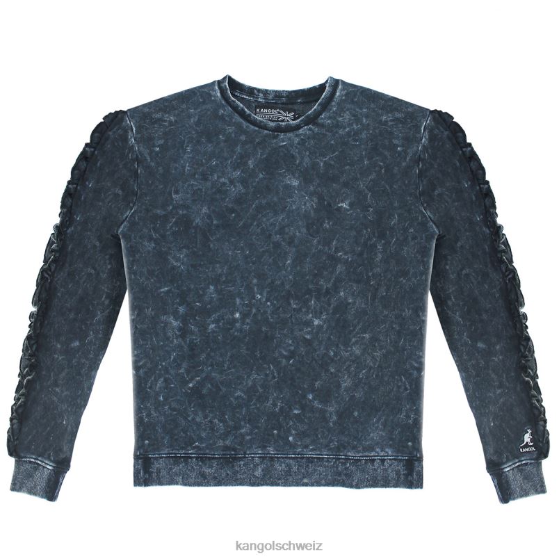 Rüschen-Popover mit Acid-Waschung Kangol Kleidung XL4T01174 Frauen schwarze Schönheit