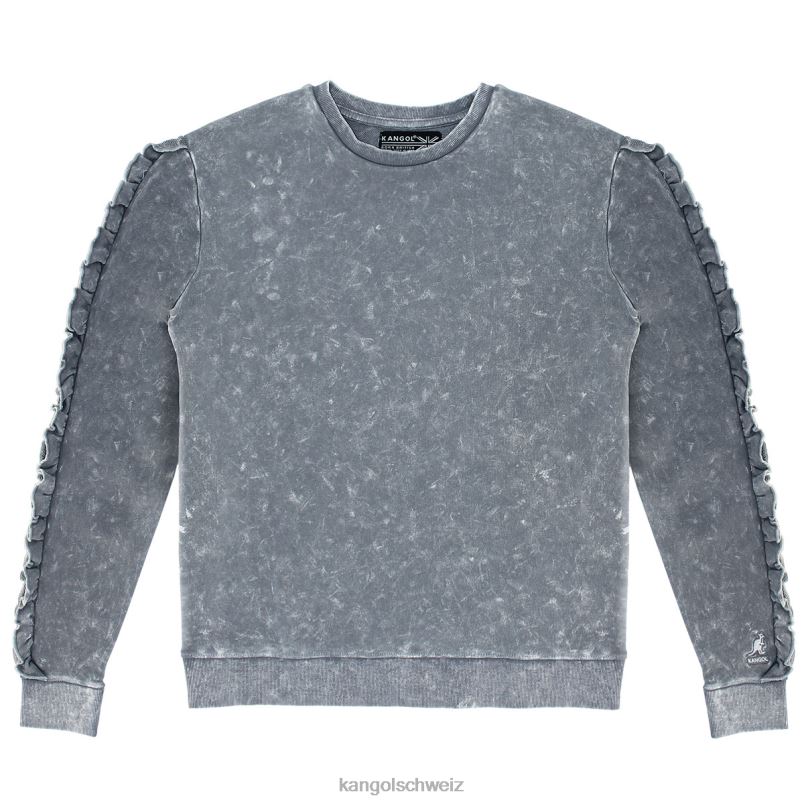 Rüschen-Popover mit Acid-Waschung Kangol Kleidung XL4T01174 Frauen schwarze Schönheit