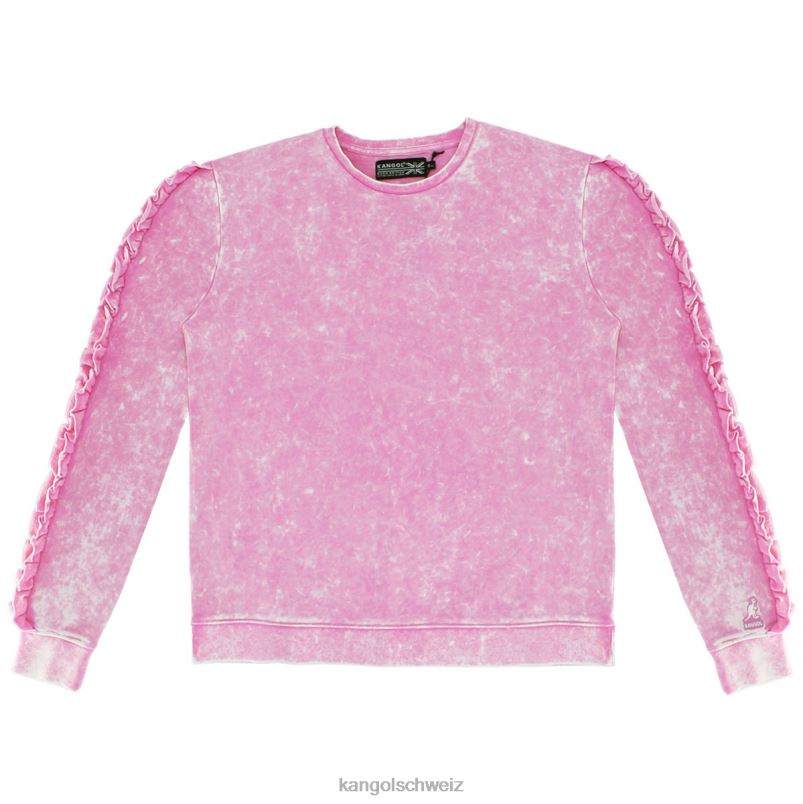 Rüschen-Popover mit Acid-Waschung Kangol Kleidung XL4T01174 Frauen schwarze Schönheit