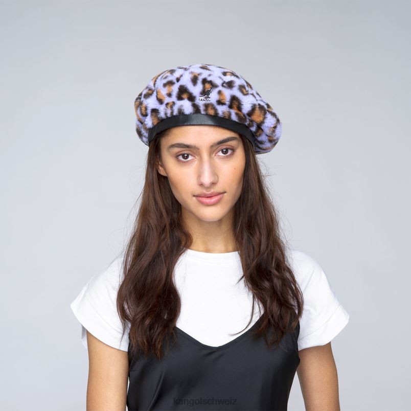 Baskenmütze aus Kunstfell Kangol Zubehör XL4T0406 unisex Lavendelleopard