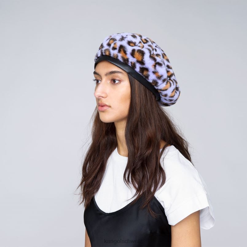 Baskenmütze aus Kunstfell Kangol Zubehör XL4T0406 unisex Lavendelleopard