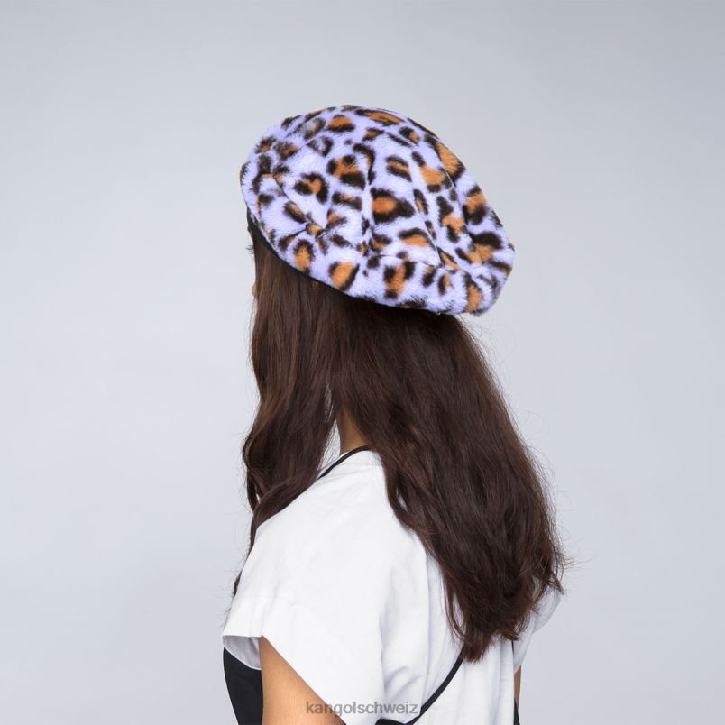 Baskenmütze aus Kunstfell Kangol Zubehör XL4T0406 unisex Lavendelleopard