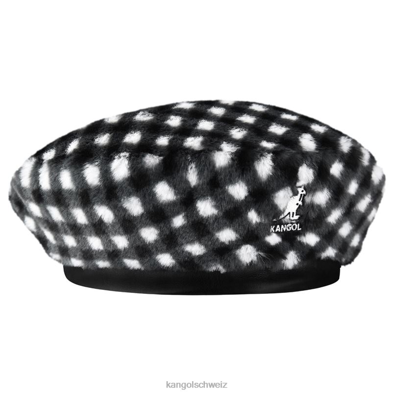 Baskenmütze aus Kunstfell Kangol Zubehör XL4T0407 unisex schwarzer Gingham