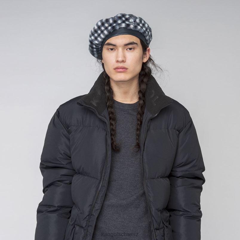 Baskenmütze aus Kunstfell Kangol Zubehör XL4T0407 unisex schwarzer Gingham