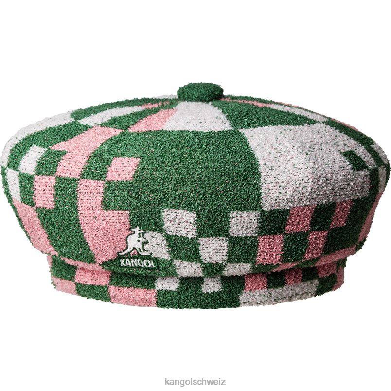 Pop-Gingham-Jax-Baskenmütze Kangol Zubehör XL4T0394 unisex Rasengrün/Pepto
