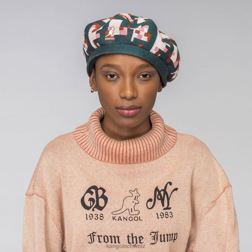 pixelige karierte Baskenmütze Kangol Zubehör XL4T0399 unisex Kiefer/Creme